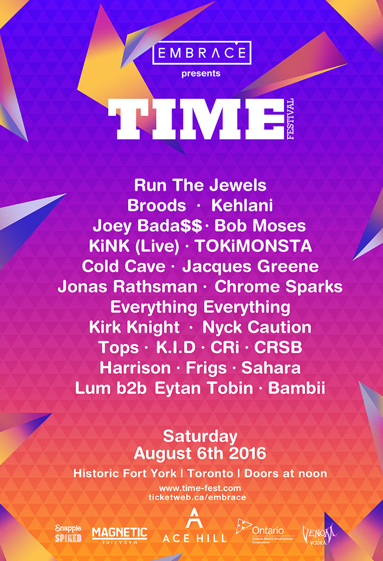 Time Festival returns with Run The Jewels, Broods, Bob Moses, and more