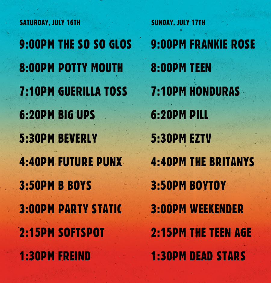 Out In The Streets Announces Festival Set Times, and after party. Bands taking part include The So So Glos, Frankie Rose,
