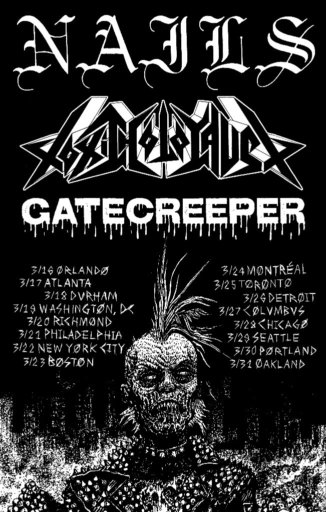 Nails announce North American tour dates with Toxic Holocaust and Gatecreeper