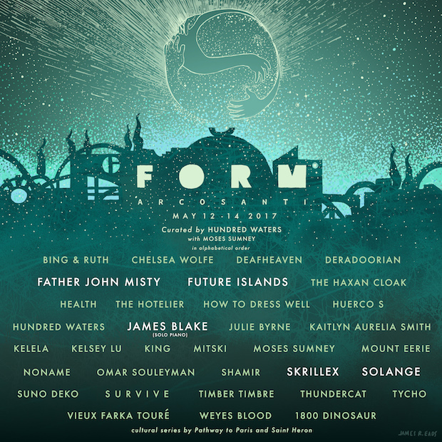 FORM Arcosanti announces schedule, artists taking part include Father John Misty, James Blake, Future Islands and more. FORM Arcosanti, takes place 5/12-14.