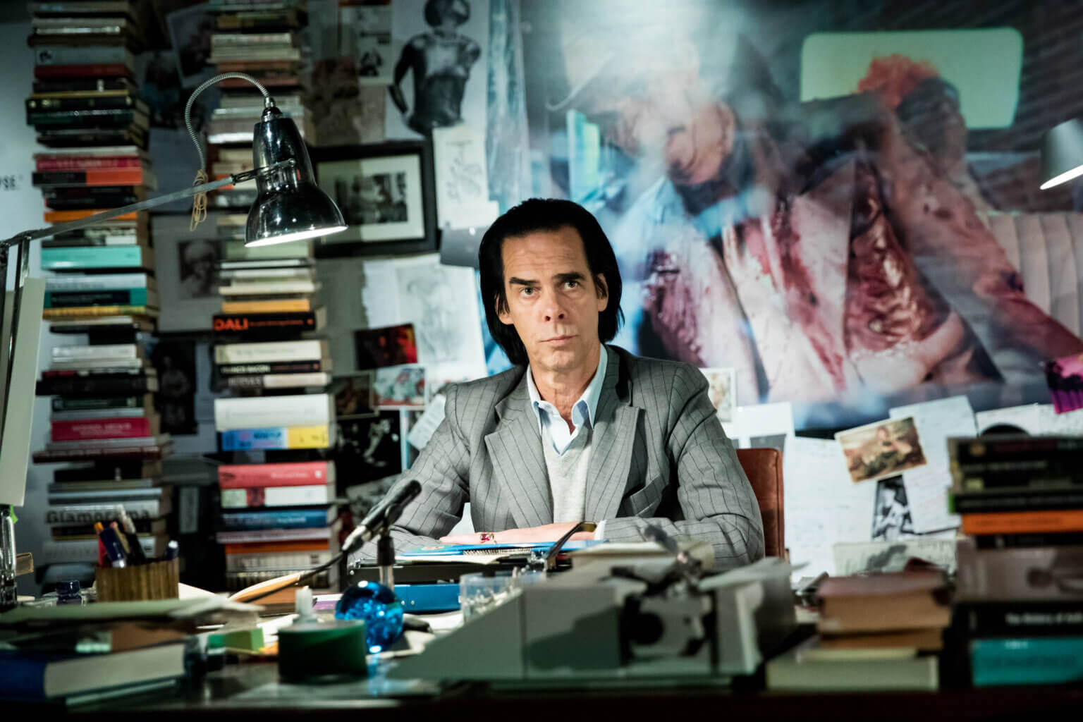 Nick Cave holding court at Galerie de la Maison du Festival in Montreal on May 6, previewing his Stranger Than Kindness: The Nick Cave Exhibition
