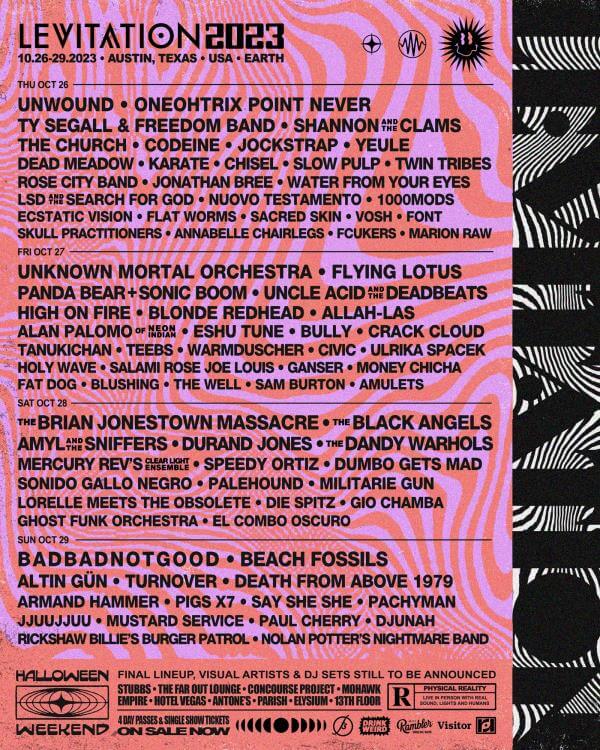 Levitation 2023 has announced their First Wave of artists, including Unknown Mortal Orchestra, TY SEGALL, Flying Lotus and many more