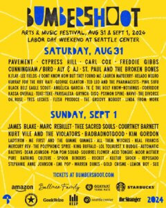 The 2024 edition of the Bumbershoot Arts and Music Festival takes place on Aug 31st -September 1st. The festival takes place in Seattle, Wa