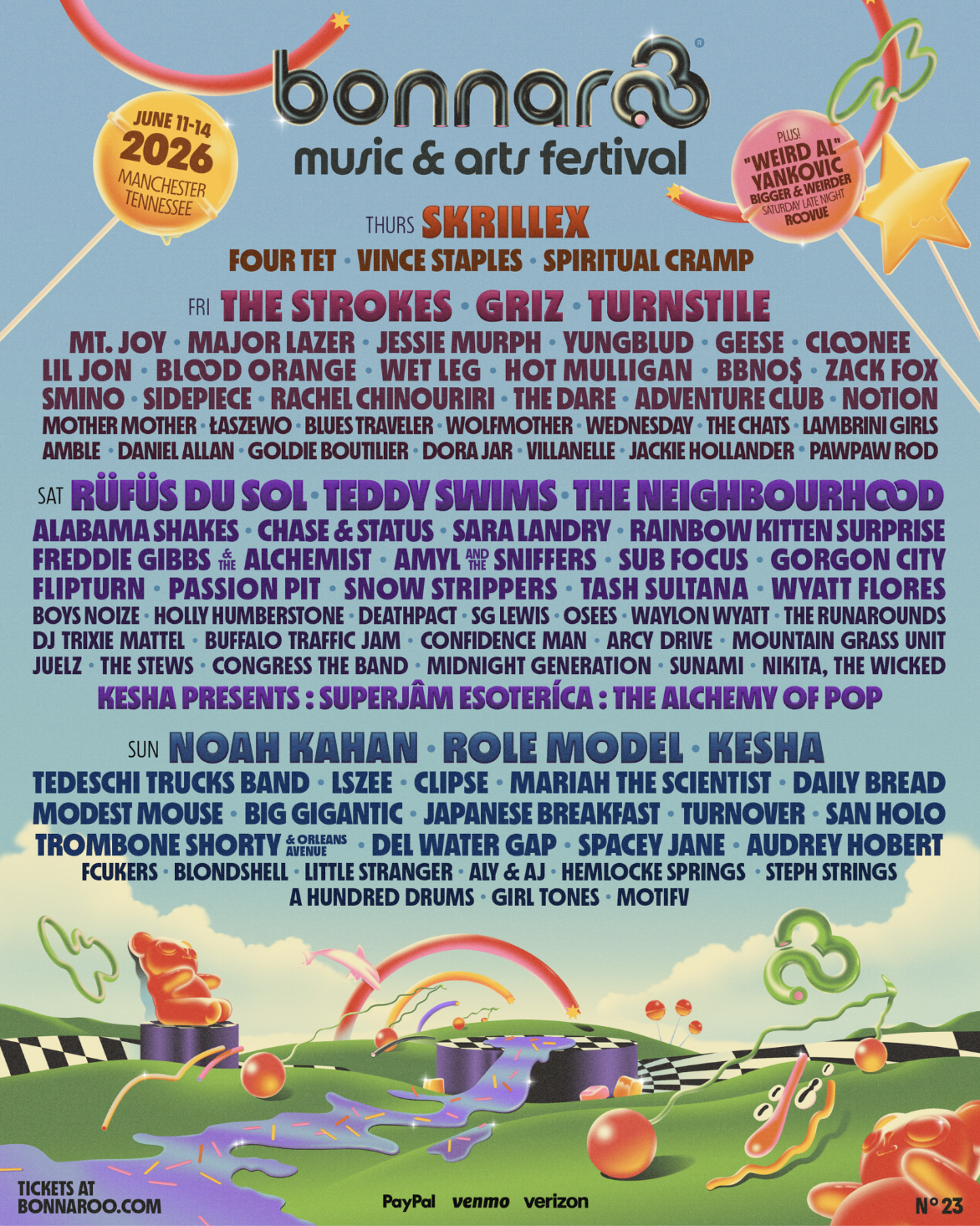 Bonnaroo Music & Arts Festival has announced 2026 lineup, including The Strokes, Turnstile, Geese, Blood Orange, Geese, Wet Leg, Modest Mouse