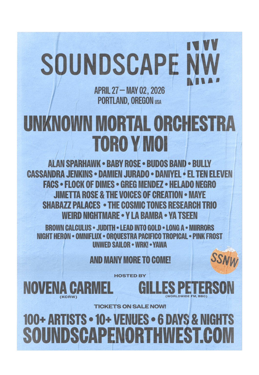 Soundscape Northwest Festival Announces First Wave of Lineup for Inaugural Edition in Portland, OR on April 27 – May 2, 2026 Soundscape Northwest Festival Announces First Wave of Lineup for Inaugural Edition in Portland, OR on April 27 – May 2, 2026
