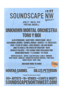 Soundscape Northwest Festival Announces First Wave of Lineup for Inaugural Edition in Portland, OR on April 27 – May 2, 2026